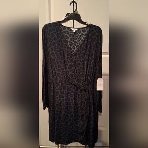 Blue & Black Leopard Print Dress by Time And Tru, Size XL